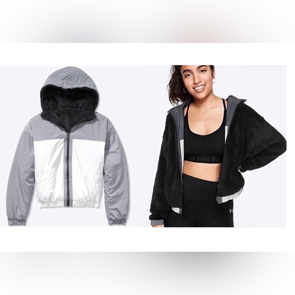 PINK Victoria's Secret Jackets & Blazers - Victoria's Secret Pink Reversible Teddy Jacket NWT Size XS